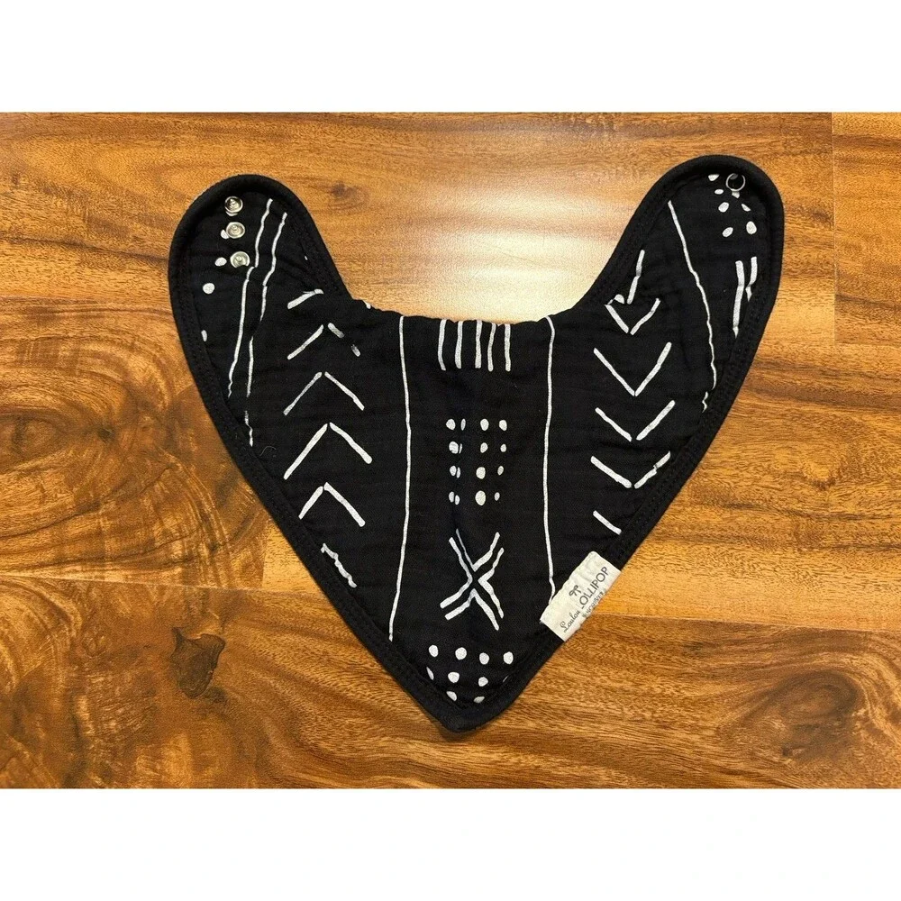 LouLou Lollipop Muslin Bandana Bibs, Black and White